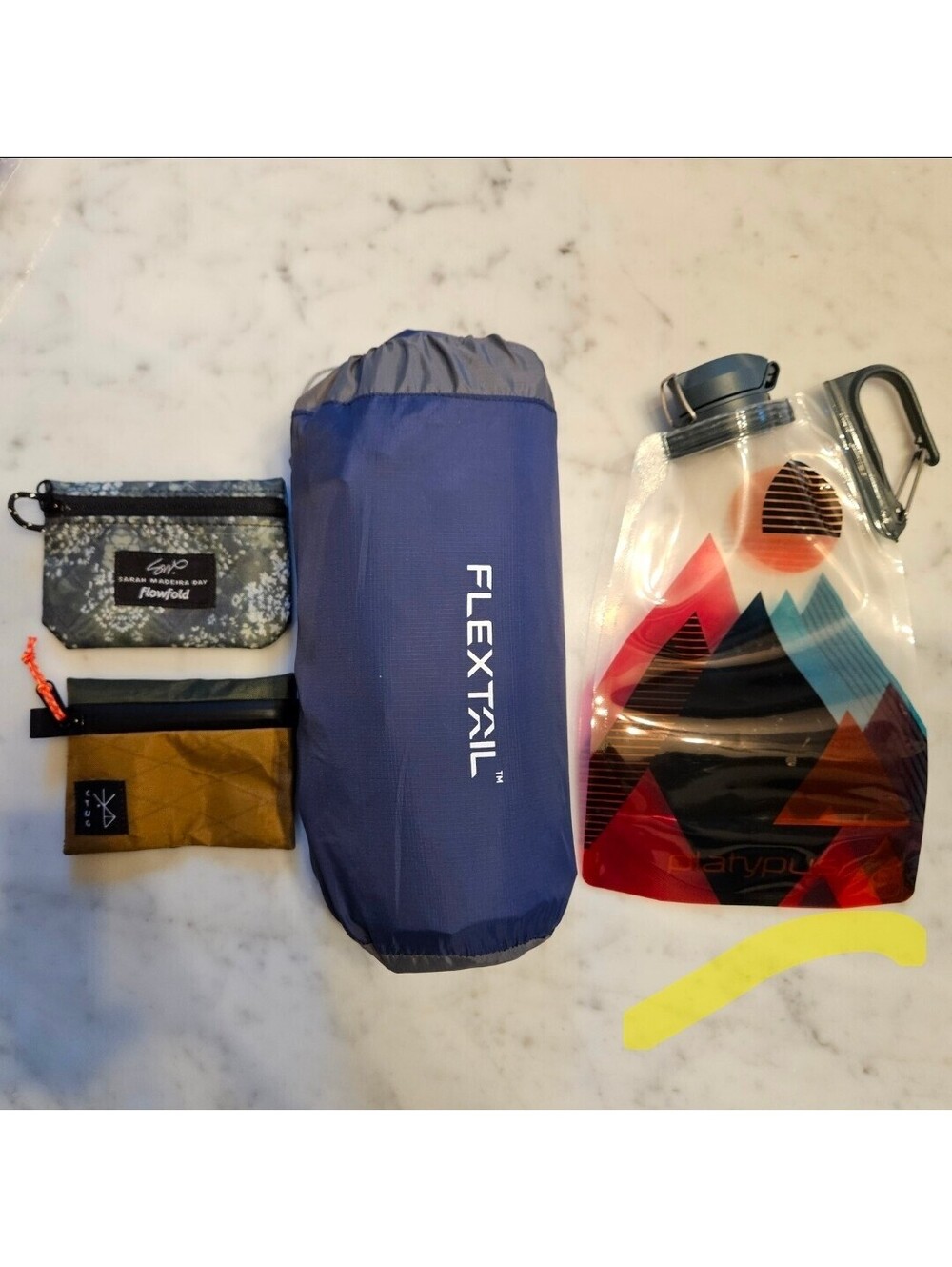 Ultralight Camp Hike LOT Flextail Sleeping Pad, Platypus SoftBottle, CTUG Pouch